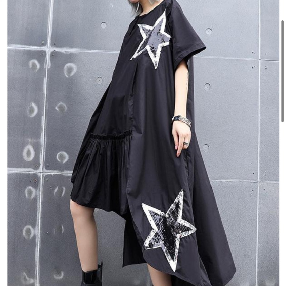 Black dress with sequin stars